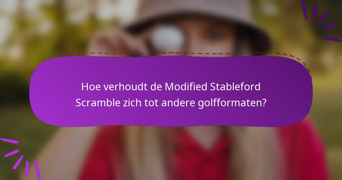 Hoe verhoudt de Modified Stableford Scramble zich tot andere golfformaten?