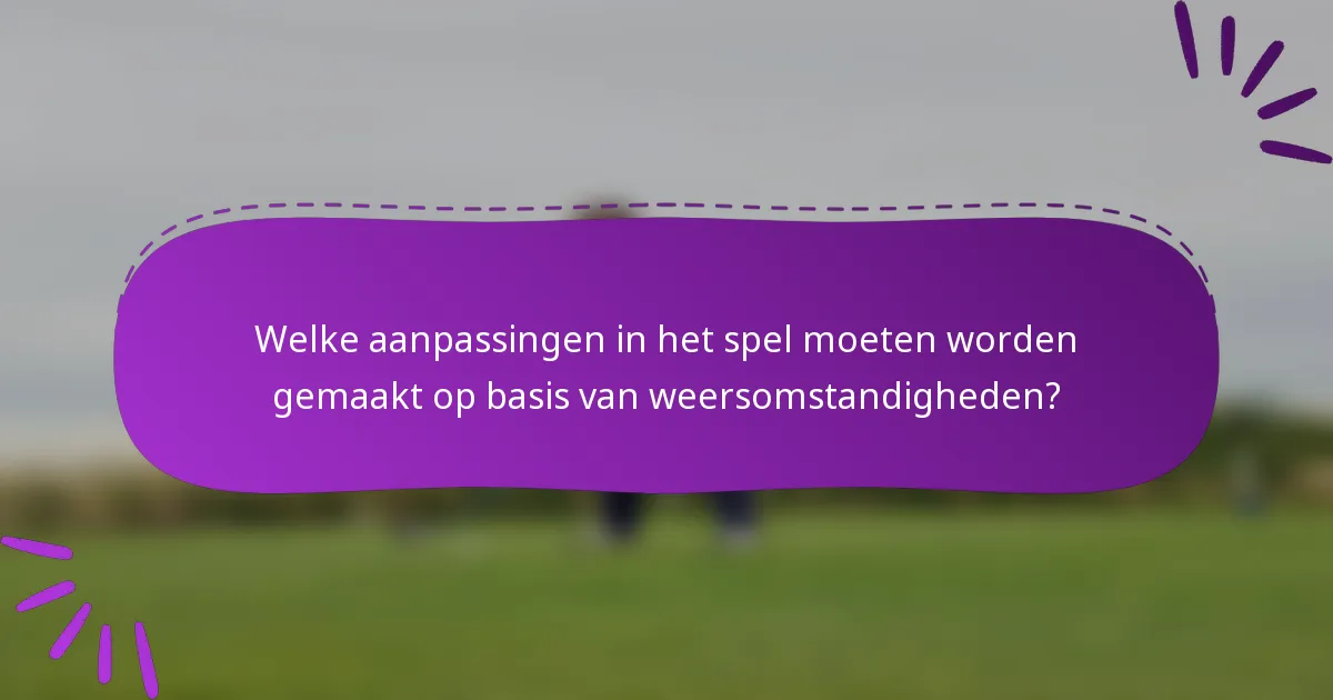 Welke aanpassingen in het spel moeten worden gemaakt op basis van weersomstandigheden?